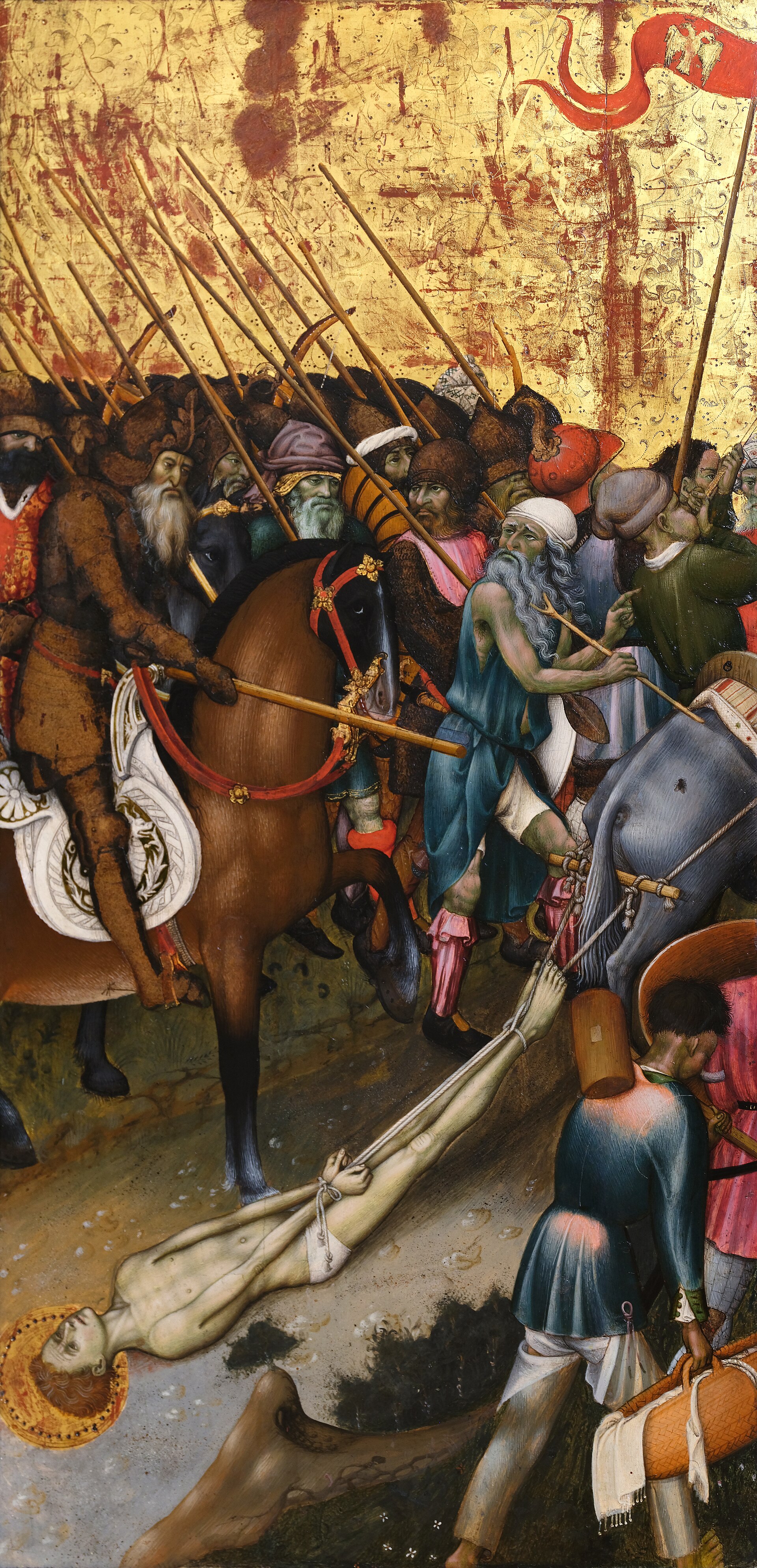 Imagem de referência de São Jorge arrastado pela cidade de Diospolis, descrito nos dados abertos como pintura de Bernat Martorell