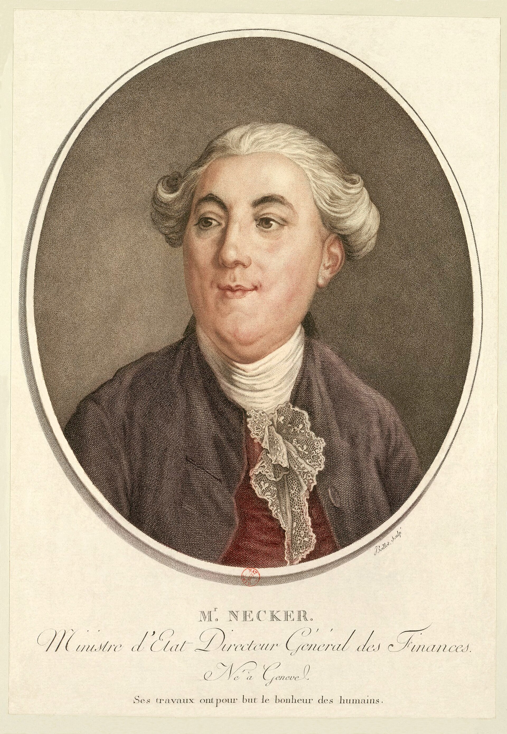 Imagem de referência relacionada a Jacques Necker, item descrito como ex-ministro das finanças do Rei Luís XVI de França