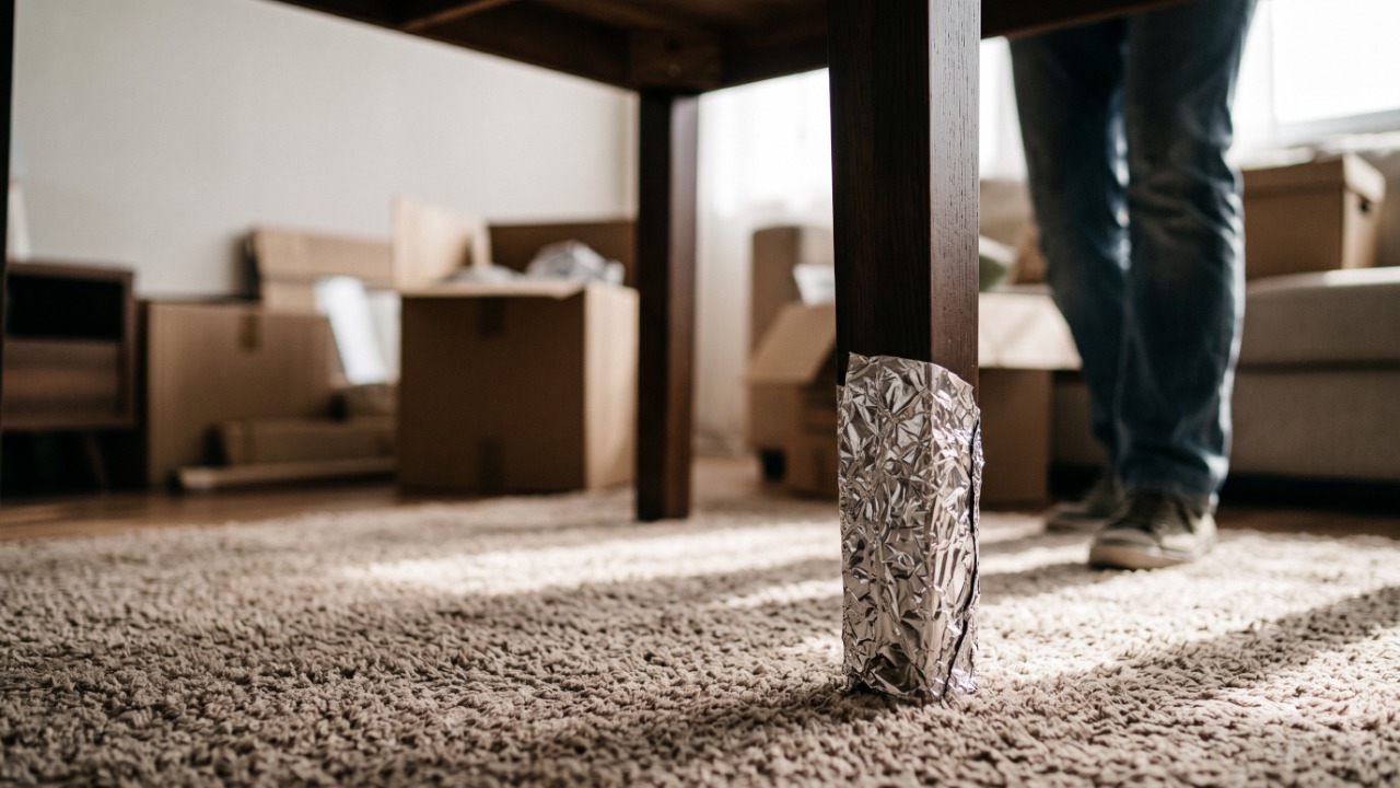 Enrolar papel-alumínio na perna da mesa antes de arrastar o móvel: para que serve e por que montadores fazem isso em toda mudança
