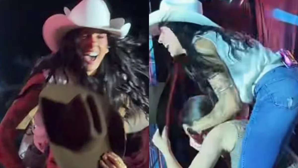 Ana Castela derruba prefeita em cima do palco em show no interior de SP