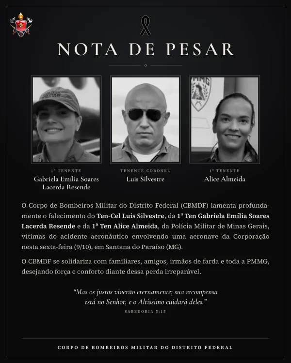 Militares do DF lamentam morte de PMs em queda de avião em MG: “Imensa dor” - destaque galeria