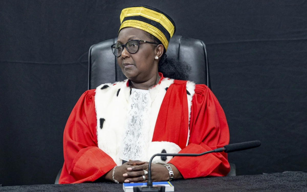 Chief Justice Domitilla Mukantaganzwa, presides over the swearing-in ceremony of judicial officers on July 8. Courtesy