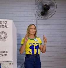 Celina Leão (PP) votando em Brasília neste domingo, 25 Foto: Reprodução / Murillo Dantas