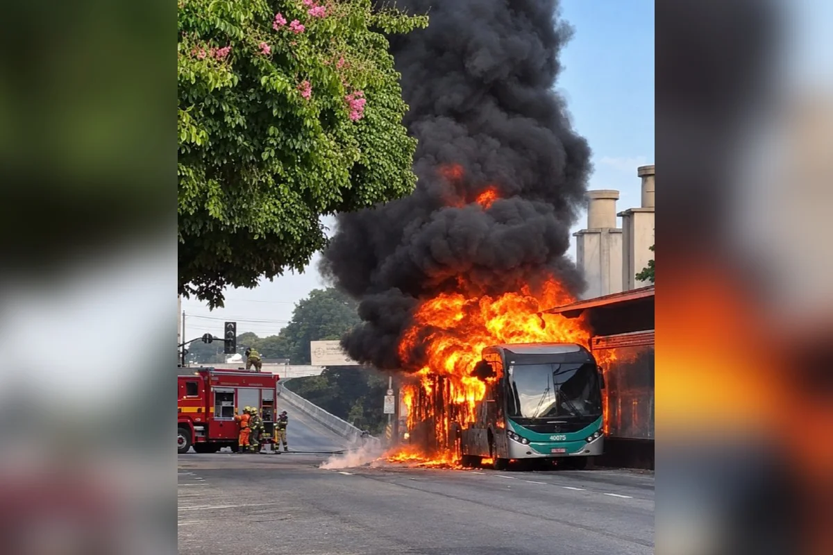 Ônibus pega fogo em estação e provoca interdição no Centro de BH