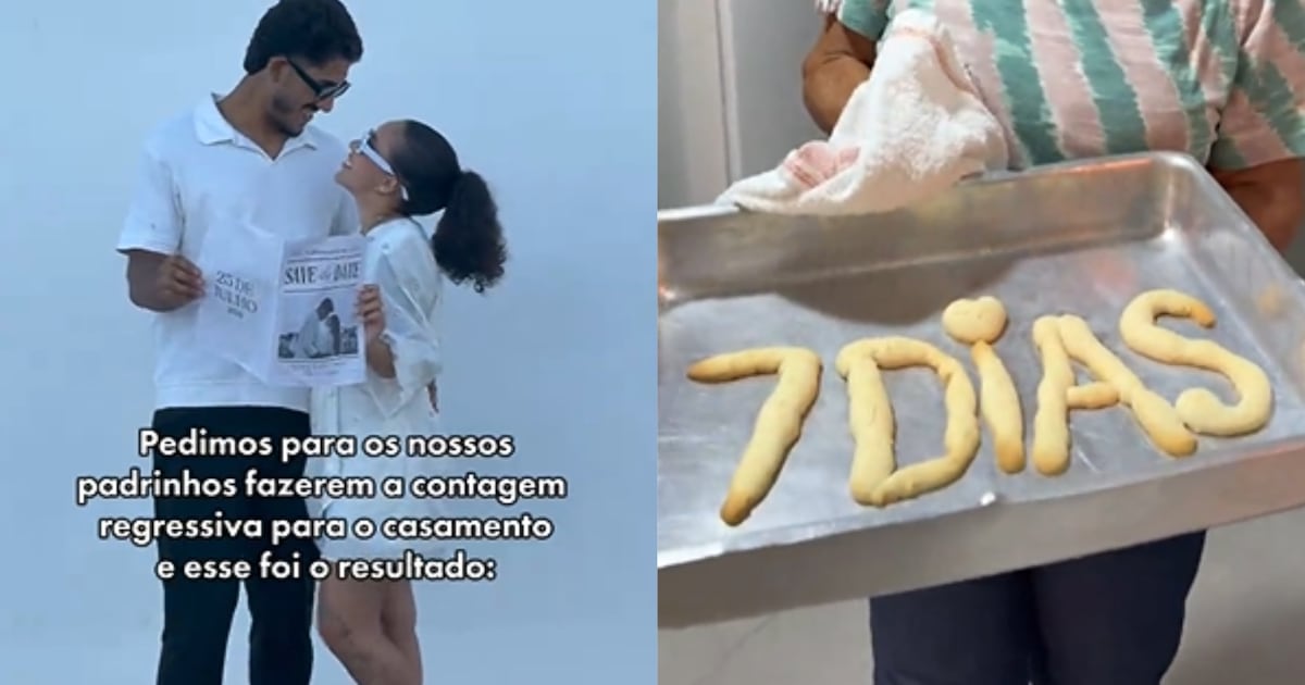 Noiva desafia padrinhos em contagem regressiva para casamento e viraliza